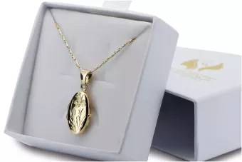 Amarillo oro de 14k hermoso colgante oval para caja de imágenes cpn021y