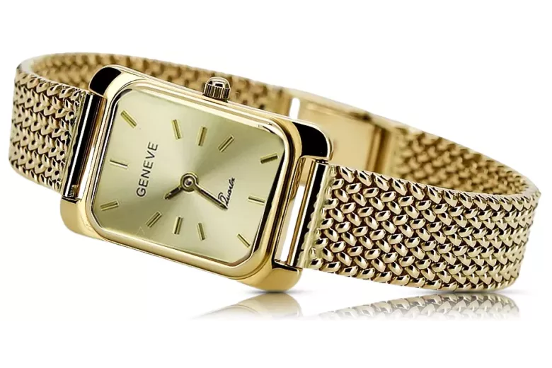 Gold men's watch Geneve ★ zlotychlopak.pl ★ Gold purity 585 333 Low Price!