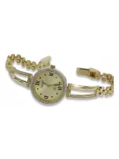 Amarillo dama de oro de 14k redondo reloj de Geneve lw075ydy