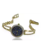 Gelbe 14k goldene Dame rund blaues Zifferblatt Geneve watch lw075ydbl