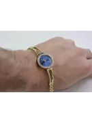 Yellow 14k gold lady round blue dial Geneve watch lw075ydbl