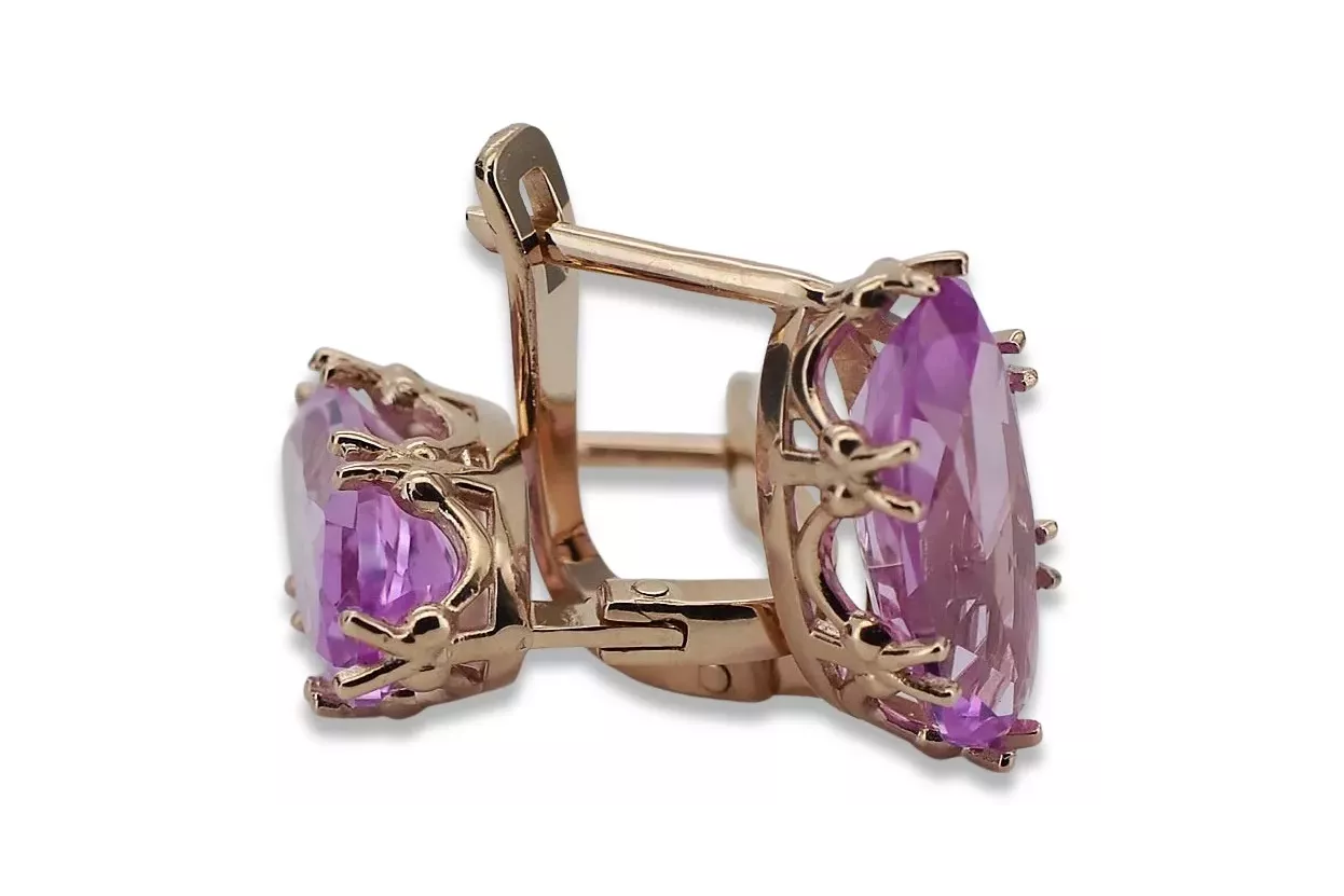 Rose rosa 14k 585 gold amethyst Ohrringe vec021 Jahr