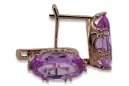 Rose pink 14k 585 gold amethyst earrings vec021 Vintage