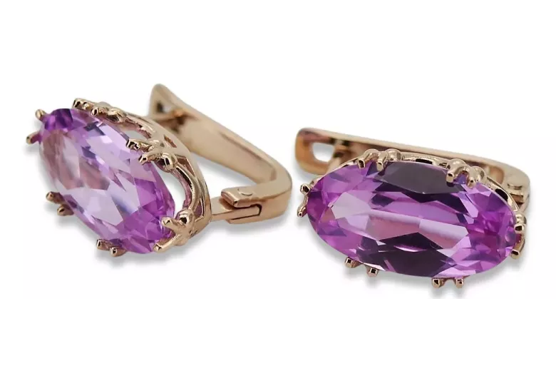 Rose rosa 14k 585 gold amethyst Ohrringe vec021 Jahr