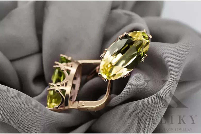 Original Vintage 14K Rose Gold Yellow Peridot Ring Vintage style vec021r