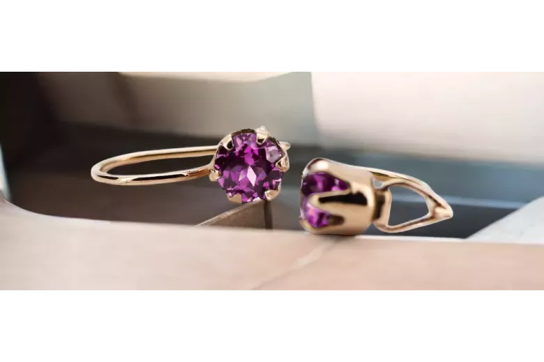 Amethyst Original Vintage 14K Rose Gold Inel Vintage style vec056r