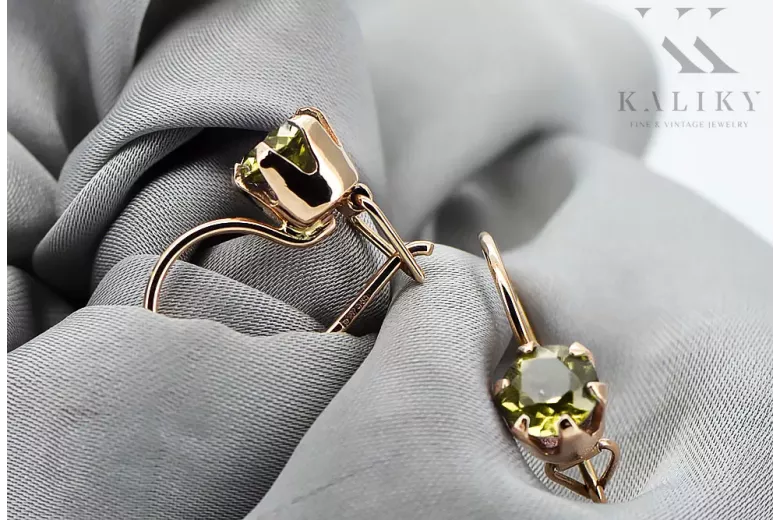 Кольцо Желтый Перидот Оригинальный Винтаж 14K Розовое Золото Винтаж vec056r