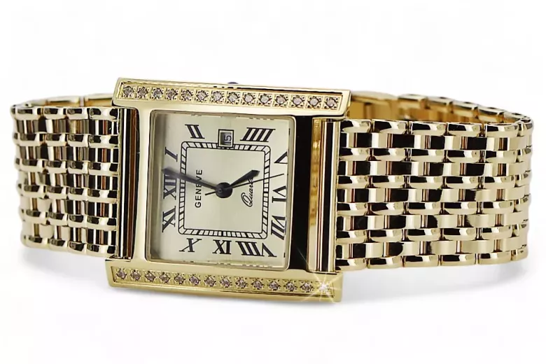 Gold men's watch Geneve ★ zlotychlopak.pl ★ Gold purity 585 333 Low Price!