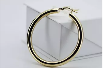 Gelb Italienisch 14k 585 Gold Kreis Hoop Ohrringe ceh003y