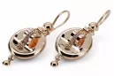 Vintage rose pink 14k 585 gold Samovar earrings ven244