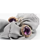 Amethyst Original 14K rosa pendientes de oro Joyería vintage vec007r