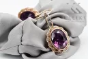 Amethyst Original 14K rosa pendientes de oro Joyería vintage vec007r