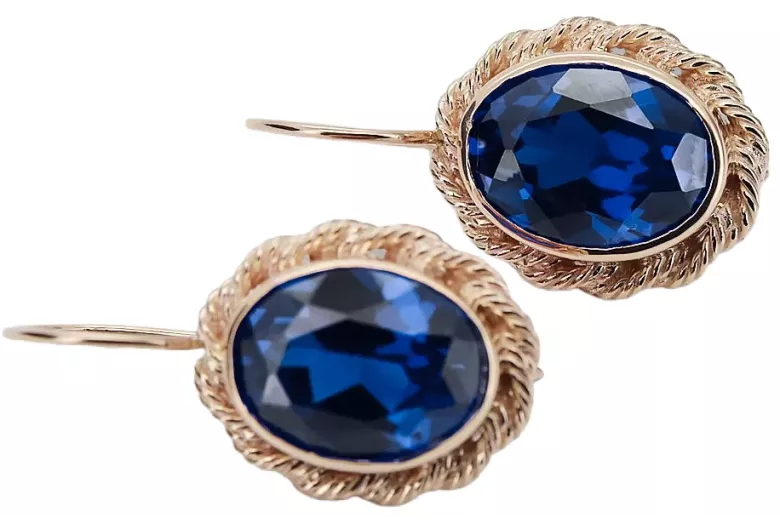 Boucles d'oreilles Vintage Jewlery Sapphire 14K Rose Or vec007r