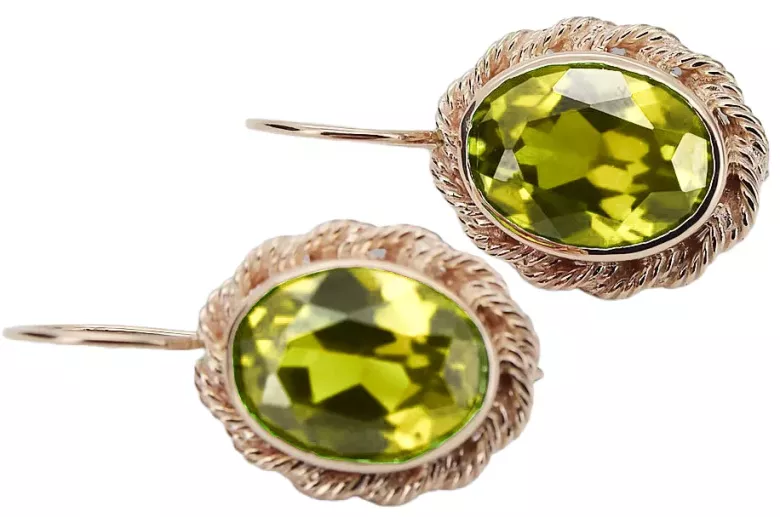 Original 14K Rose Gold Yellow Peridot Vintage earrings vec007r