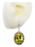 Original 14K rosa oro amarillo peridot pendientes vintage vec007r