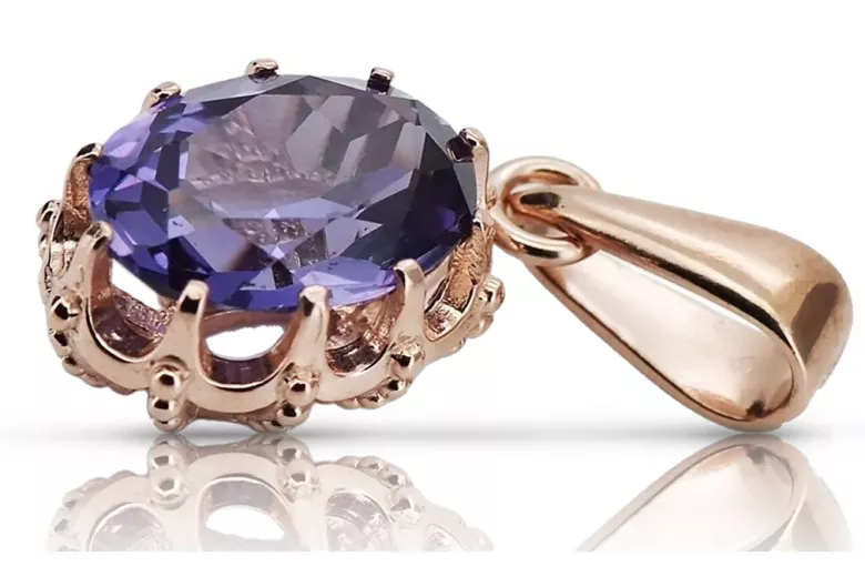 Alexandrite оригінальний Vintage 14K рожевий золото кулон Vintage ремесла vpc008r