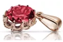 Pendentif artisanal vintage Rubis Original Or rose 14 carats vpc008r