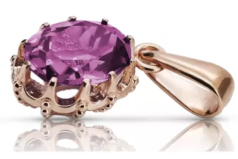 Anhänger Vintage Stil Amethyst Originales Vintage-Roségold aus 14 Karat vpc008r