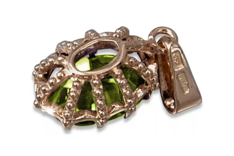 Pendentivul Galben Peridot Original Vintage 14K Rose Gold Vintage Vpc008r