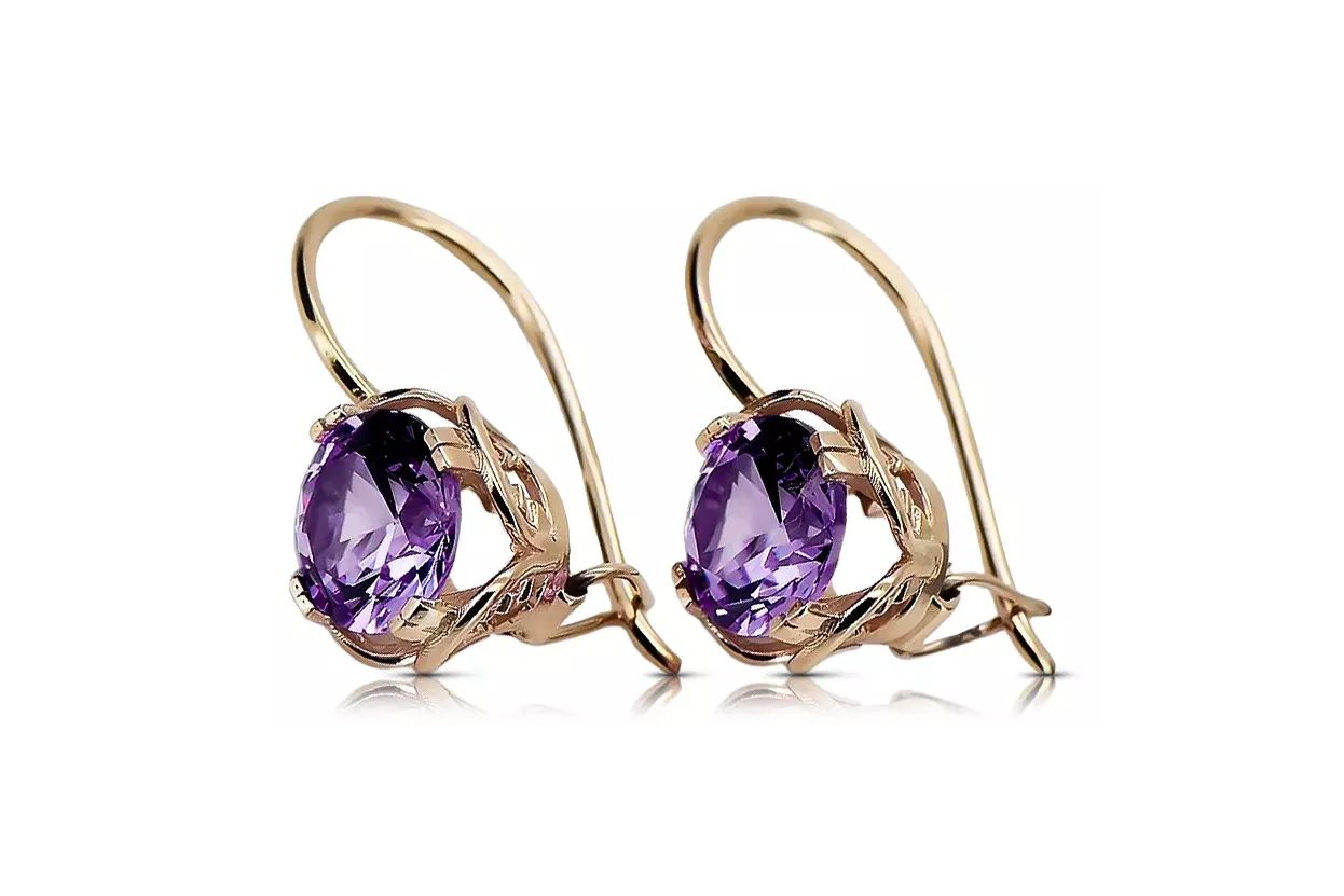 Alexandrite Original Vintage 14K Rose Gold Earrings Vintage vec029r