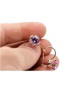 Boucles d'oreilles Amethyst Original Vintage 14K Rose Gold Vintage Jewlery vec029r