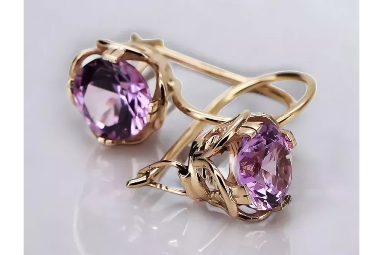 Pendientes Amethyst Original Vintage 14K Rose Gold Vintage Joyería vec029r