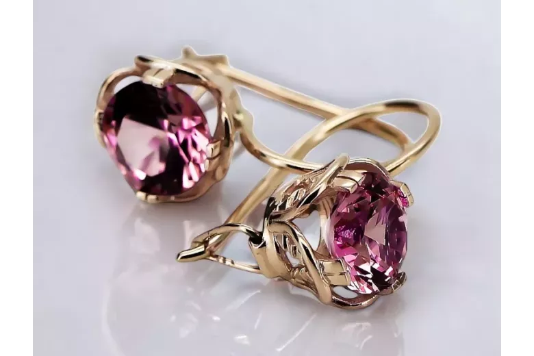 Ruby Original Vintage 14K Rose Oro Pendientes vec029r