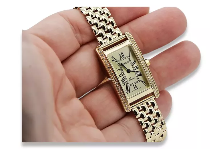 Gold men's watch Geneve ★ zlotychlopak.pl ★ Gold purity 585 333 Low Price!