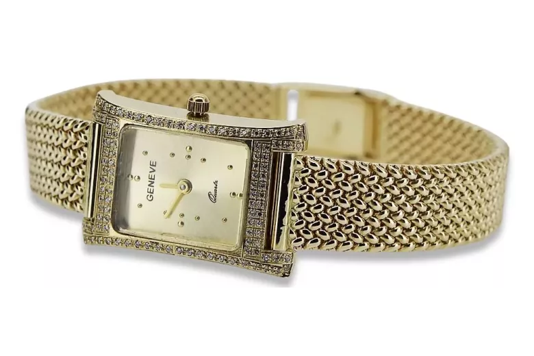 Gold men's watch Geneve ★ zlotychlopak.pl ★ Gold purity 585 333 Low Price!