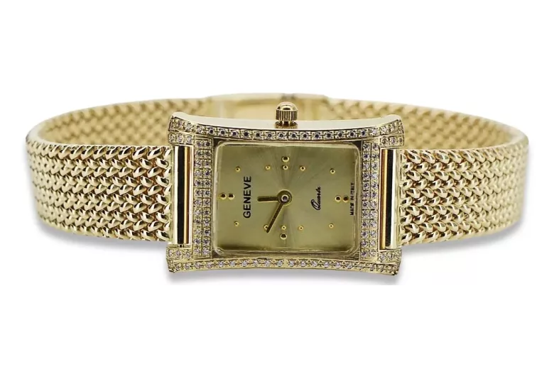 Gold men's watch Geneve ★ zlotychlopak.pl ★ Gold purity 585 333 Low Price!