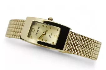 Жовтий 14k 585 золотий наручний годинник Lady Geneve lw090y&lbw003y