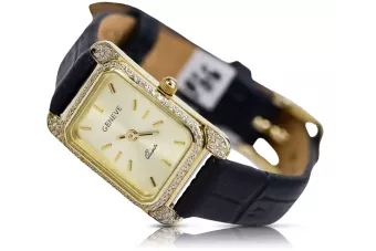 Yellow 14k 585 gold rectangle lady Geneve watch lw054ydg