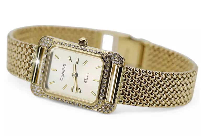 Gold men's watch Geneve ★ zlotychlopak.pl ★ Gold purity 585 333 Low Price!