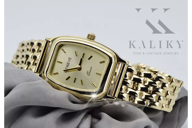 Gold men's watch Geneve ★ zlotychlopak.pl ★ Gold purity 585 333 Low Price!