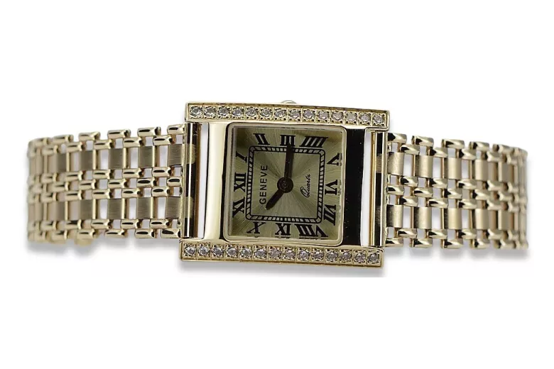 This is a 14K Geneva, Italian, zircon, gold watch