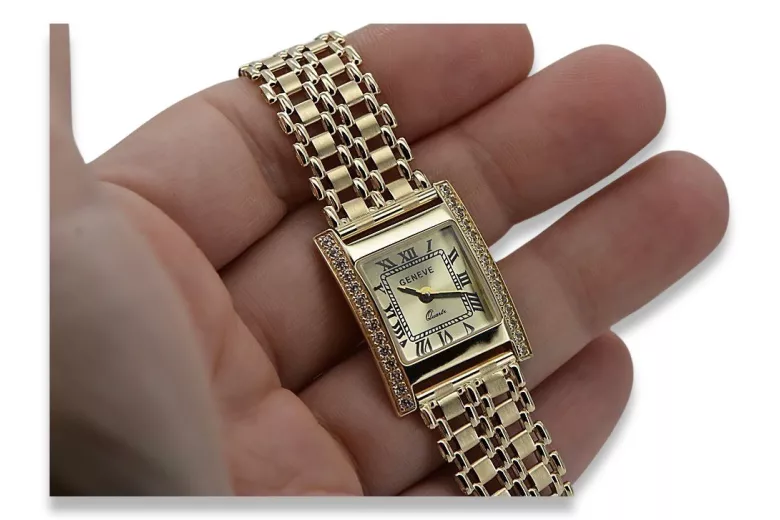 This is a 14K Geneva, Italian, zircon, gold watch