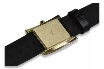 Yellow 14k gold leather Lady watch Geneve lw035ydg