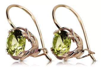 Cercei originali din aur roz de 14K, galben, peridot, stil vintage vec029r