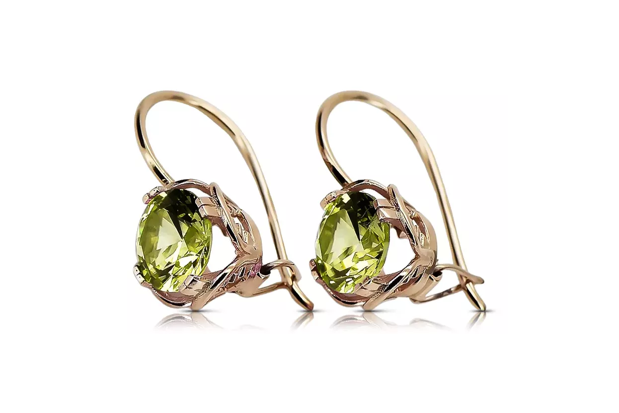 Original Vintage 14K rosa oro amarillo peridot pendientes estilo vintage vec029r