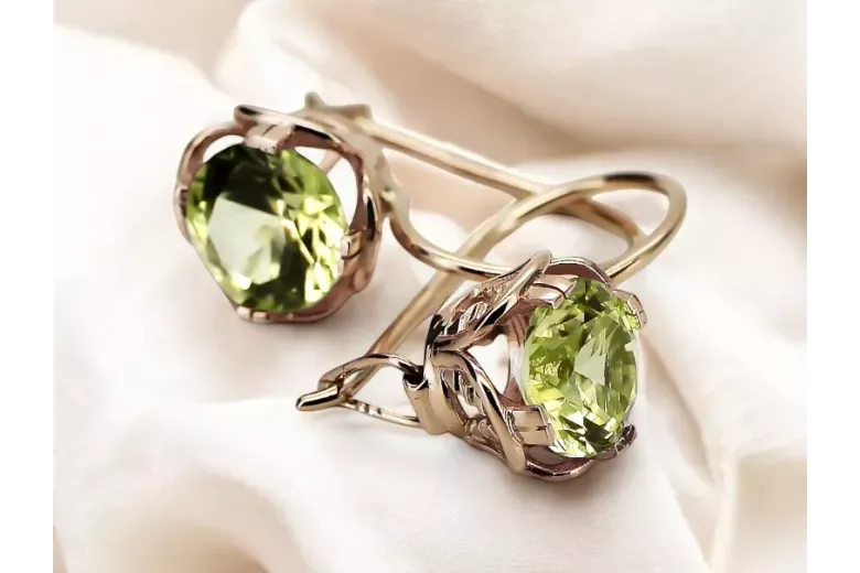 Original Vintage 14K Rose Gold Yellow Peridot Earrings Vintage style vec029r