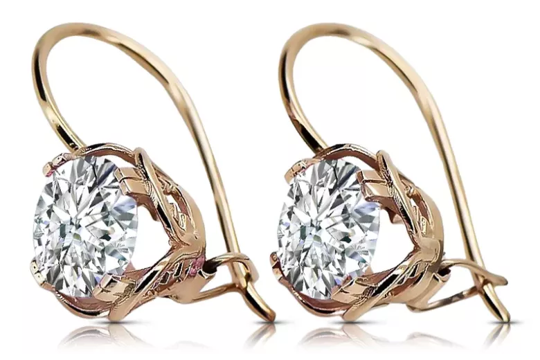 Earrings Vintage style Zircon Original Vintage 14K Rose Gold vec029r