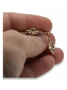 Russische Rose rosa 14k 585 gold Vintage quadratische Ohrringe ven060