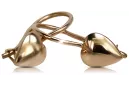 Vintage rose pink 14k 585 gold  Vintage heart earrings ven066