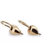 Rosa rusa rosa soviético 14k 585 oro URSS Pendientes corazón vintage ven066