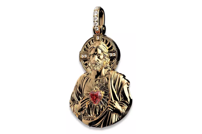 Colgante con icono de medallón de Jesús ★ https://zlotychlopak.pl/es/ ★ Oro 585 333 precio bajo