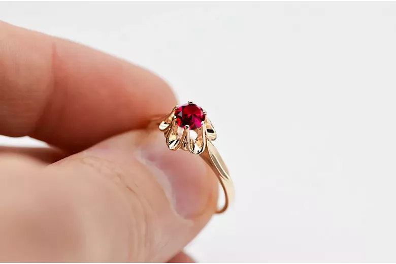 Ruby Original Vintage 14K Rose Gold Ring Vintage craft vrc004r