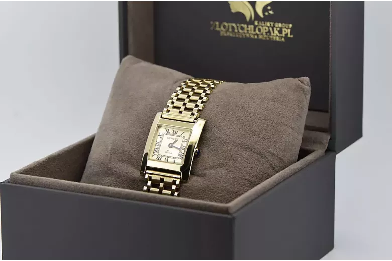 Reloj rectangular para mujer en oro de 14 quilates lw036ydgb&lbw002y