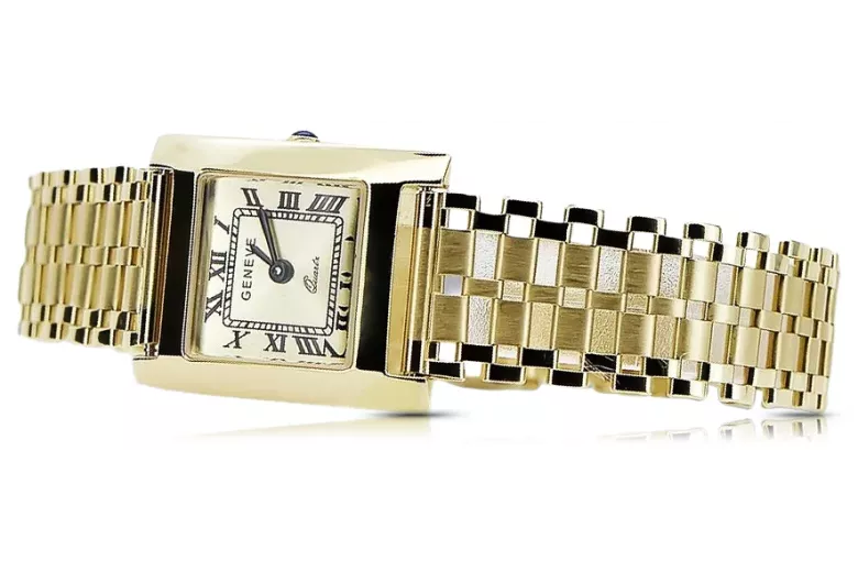 Montre rectangulaire pour femme en or 14 carats lw036ydgb&lbw002y