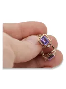 Rose pink 14k 585 gold alexandrite earrings vec020r Vintage Russian Soviet style