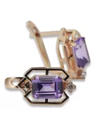 Rose pink 14k 585 gold alexandrite diamond earrings vec020r Vintage Russian Soviet style
